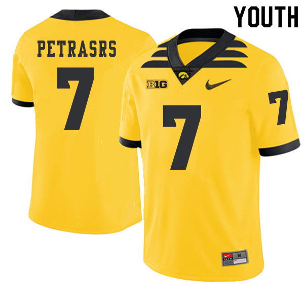 2019 Youth #7 Spencer Petrasrs Iowa Hawkeyes College Football Alternate Jerseys Sale-Gold - Click Image to Close